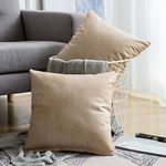 MIULEE Set of 2 Faux Leather Cushion Cover Decorative Soft Cushion Case Square Pillowcases for Couch Sofa Bed 16x16 Inch Khaki