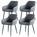 AINPECCA Set of 4 Faux Suede Dining Chairs Upholstered Seat with Metal legs Office Chairs(Grey Suede,4)