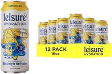 Leisure Drinks - Lemonade Electrolyte Drink [Electrolyte Refresher - 16oz Cans, 12pk] - Low Sugar Lemonade Hydration Drink - Healthy Hydration Packed w/ Magnesium & Ashwagandha For Mood & Stress Support