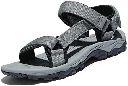 NORTIV 8 Men's Sandals Hiking Sports Lightweight Summer Water Arch Support River Open Toe Athletic Trail Outdoor Walking Sandals,Size 7,Dark/Grey/Black,LANGDO-2