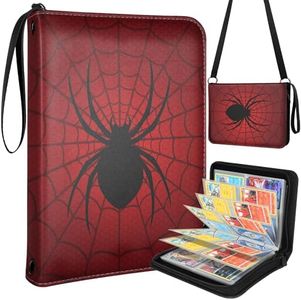 Lotadilo for 4 Pocket Card Binder with 440 Pockets - Trading Card Collection Album Folder for Men Boys Teens Spider Web Design for Sports Cards Game Cards with Zipper Hand Carrying Rope