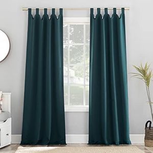 Sun Zero Easton Energy Saving Blackout Tab Top Curtain Panel, 40" x 95", Teal