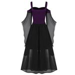 AMhomely Women Dresses Promotion Sale Clearance,Womne Oversize Cold Shoulder Butterfly Sleeve Lace Up Halloween Dress Plus Size Dress UK Size Dark Purple