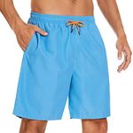 YUTYTH Men’s Swimming Shorts Swim Trunks Waterproof Quick Dry Beach Shorts Surfing Board Shorts with Mesh Liner and Pockets Blue