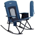 PORTAL Oversized Folding Rocking Camping Chair Portable Outdoor Rocker with High Back Hard Armrests Carry Bag, Supports 400 lbs, Mesh Back, Blue