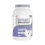 PhD Smart Breakfast Shake, with High Protein, Essential Vitamins & Minerals, Probiotics & Digestive Enzymes, Blueberry & Lemon Flavor, 26 g Protein,10 Servings