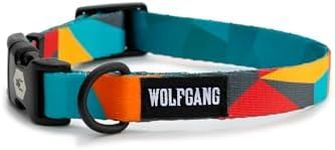 Wolfgang Adjustable Dog Collar for Small Dogs, Durable & Easy to Clean Nylon Dog Collar with Quick Clip Buckles, for Training & Daily Use Made in USA, ShatterShapes Print, (5/8 Inch x 8-12 Inch)