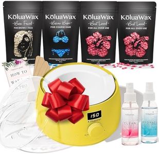 KoluaWax Premium Waxing Kit for Women - Hot Melt Hard Wax Warmer for Hair Removal, Eyebrow, Bikini, Legs, Face, Brazilian Wax - Machine, 4-Pack Beads, Accessories, Sun