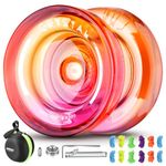 MAGICYOYO K2 Responsive Yoyo for Children, Dual Purpose JoJo for Beginners/Advanced, Extra Replacement Unresponsive Yoyo Bearing + 12 Yoyo Strings + Removal Tool + Axle + Yo-Yo Bag (Crystal Pink