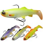 Truscend Pre-rigged Fishing Jigs, 1:50 Super Durable TPE Fishing Lures, Well-made Lifelike Shrimp Crayfish Shad Swimbait, Weedless Lure for Bass Trout Walleye, Saltwater Fishing Gear, Keep Separately!