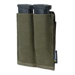 IDOGEAR Molle Mag Pouch 9mm Double Pistol Magazine Pouches Tactical Elastic Mag Carrier for 9mm .40 S&W .45 ACP Magazines (Ranger Green)