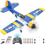 BEZGAR 3 Channel HQ089 RC Plane, 6-axis Gyro Remote Control Airplane Fighter Toys with Colorful LED Navigation Lights & 2 Batteries, Easy Control for Adults Kids Beginners