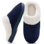 Ladies House Slippers Memory Foam Slippers for Women Comfortable Warm Cosy Non Slip Indoor Outdoor Home Slippers (Navy Blueï¼Œ7/8 UK