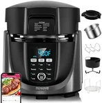 Nuwave Duet Air Fryer and Electric Pressure Cooker Combo with 2 Switchable Lids, 300 FoolProof One-Touch Presets, Crisp&Tender Tech, 6QT Heavy-duty Stainless Steel Pot, 15+ Safety Features, Max 105Kpa