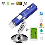 Microware Wireless Digital WiFi USB Microscope Portable with 2MP,1080P HD,1000x Magnification and Mini Pocket Rechargeable Kids Microscope for iPhone/iPad/Android Phone/Windows/Mac