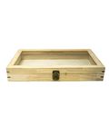 Novel Box Jewelry Display Case Wood 14.75x8.25x2.1 Large Glass Jewelry Box with Lid - Display Cases for Collectibles - Rock Collection Box with Metal Clasp - Gem Display Case