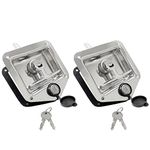 GANLANDY 2 pcs T-Latch Handle Lock, Truck Folding T-Handle Latch, Stainless Steel RV Camper Trailer Tool Box Door Lock Replacement with Keys Gasket