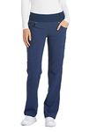 Cherokee Women's Iflex Mid Rise Straight Leg Pull-on Pant, Navy, S Regular