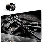 Luasao Desk Pad Mat Gaming Mouse Pads with Coasters Set, Stitched Edges Design Mouse Pad XXL Large Mouse Pad for Laptop Computers AR 15 Tactical Rifles Desk Writing Mat for Office & Home 31.5x 11.8