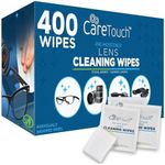 Care Touch Glasses Wipes, 400ct - Lens Cleaning Wipes for Eyeglasses, Eyeglass Individually Wrapped, Cleaner Lenses Glasses&Optical Lens, Disposable