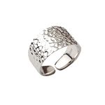 Hammered Sterling Silver Handmade Wide Band Statement Ring, Adjustable to Sizes 8-14