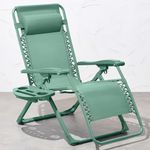 Best Choice Products Adjustable Zero Gravity Chair, Monochromatic Color Folding Patio Recliner w/Side Tray, Headrest - Seafoam