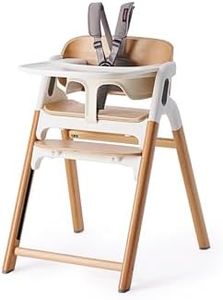 Momcozy DinerPal Wooden High Chair for Babies, Toddlers & Adults Up to 308 Lbs, Convertible Baby Highchair with Food-Grade Tray, Dishwasher-Safe, Adjustable & Ergonomic, Natural Wood