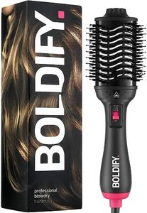 BOLDIFY Professional Blow Dry Brush - for Silky Shiny Curls, Waves, or Straightener - BoarCraft™ Charcoal Infused Hair Dryer Brush w/Volumtech™, Anti Frizz Advanced ION Generator Technology