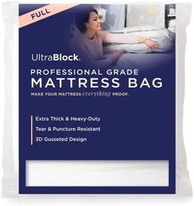 Ultrablock Mattress Bags for Moving or Storage – 6 Mil Reusable Plastic Cover, Tear and Puncture Resistant, Non-Slip Grip, Extra Thick Full Size Bag – Moving Supplies