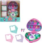 Polly Pocket Dolls and Playset, Collector Heritage Compact, 35th Birthday Partytime Stamper with 2 Dolls, 3 Party Stamps, and 12 Stationary Cards, HWP20