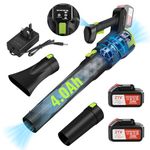 CHANGEMOORE 494CFM Brushless Cordless Leaf Blower with 2X4.0Ah Battery, Charger & 2 Nozzles, 21V Leaf Blower Cordless, 3-Speed Mode, Lightweight Battery Leaf Blower for Wet Leaves/Snow/Dust, Green