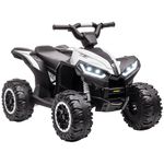 Aosom 12V Kids ATV, Four Wheeler Kids Quad with Music, Headlights, High & Low Speed, Up to 3.7 MPH, Battery Powered Electric ATV for Boys & Girls Gift, White