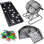 245 Pcs Jumbo Bingo Set, Metal Rotary Cage for Family, Numbered Balls, Board, Chips, Cards