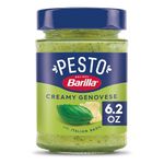 BARILLA Creamy Genovese Pesto Sauce, 6.2 oz. Jar - Imported from Italy - Made with Fragrant Italian Basil & Freshly Grated Italian Cheeses - Non-GMO Ingredients - Pasta Sauce, Marinade, Dip & More
