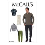 McCall Patterns M7486 XM Men's Raglan Sleeve Tops and Drawstring Pants Sewing Pattern, Size SML-MED-LRG