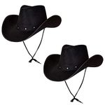 Wicked Costumes Adult Texan Cowboy Hat Black 2 Pack Fancy Dress Party Accessory Wild Western Sheriff Country Western Rancher