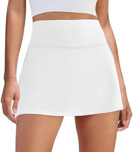 DLOODA Womens Skort Tennis Skirt with Pocket Shorts White