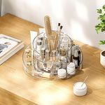 Kuber Industries Rotating makeup Organiser| 360 Rotation | Multipurpose Cosmetic Desk Storage for Vanity Counter Dresser | Bedroom, Dresser, Countertop | YM.6612T | Transparent