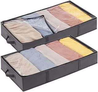 Lifewit Under Bed Storage Bag Organizer with Reinforced Handle Thick Fabric Clear Window Large Capacity Foldable Underbed Storage Container for Clothes Blankets Set of 2 Organization and Storage, Grey