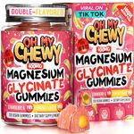 OH MY CHEWY Magnesium Glycinate Gummies 400mg - Vegan, Non-GMO - B6 & D3 for Sleep, Muscle, Calm Support - 120 Chews - Strawberry & Banana Flavor