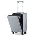 Hanke Upgrade Carry On Luggage Airline Approved with Spinner Wheels, Upright 20" PC Hard Case Suitcases with Front Laptop Pocket & TSA Lock,Rolling Luggage for Business and Travel, Grey