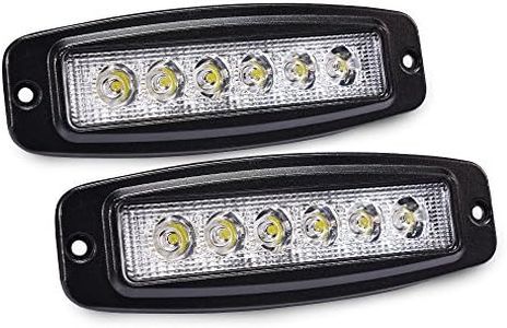 MICTUNING Flood Led Work Light Bar, 2PCS 18W Flush Mount Led Pods Off Road Driving Lights for Jeep Bumper ATV UTV SUV Truck Boat(Single Row)