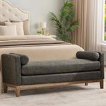 Chifee & Vingol 66" End of Bed Bench King Size Upholstered Leather Bench for Bedroom Entryway, Gray