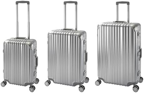 Travelhouse London T1169 Valise rigide à roulettes avec cadre en aluminium Différentes tailles et couleurs, argenté, Koffer-Set (S+M+L)