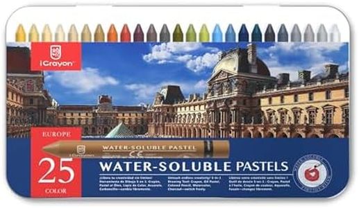 25 Colors Water Soluble Pastels, Watercolor Pastels Set for Beginners and Hobbyists, Includes Sharpener, Palette & Brush for Vibrant Art Creations (Europe)