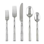UPware 20-Piece 18/8 Stainless Steel Flatware Set with Bamboo Style Handle, Service for 4, Include Knives/Forks/Spoons/Teaspoons/Salad Forks, Mirror Polished, Dishwasher Safe