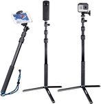 Smatree Telescoping Selfie Stick Compatible for GoPro Max/Hero 12/11/10/9/8/7/6/5/4/3+/3/Session/DJI Osmo Action 2/Ricoh Theta S/V/Samsung Gear360/YI 4K