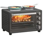 NETTA 28L Toaster Oven with Double Hotplate, 1600W Countertop MIni Oven with 60 Minute Timer & 230°C Temp Control, Baking Tray & Wire Rack, Black