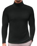 Ekouaer Men's Turtleneck Long Sleeve Shirts Turtle Neck Basic Lightweight Undershirt Thermal Casual Sweater Black L