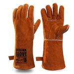 QeeLink Welding Gloves - Heat & Wear Resistant Lined Leather and Fireproof Stitching - For Welders/Fireplace/BBQ/Gardening